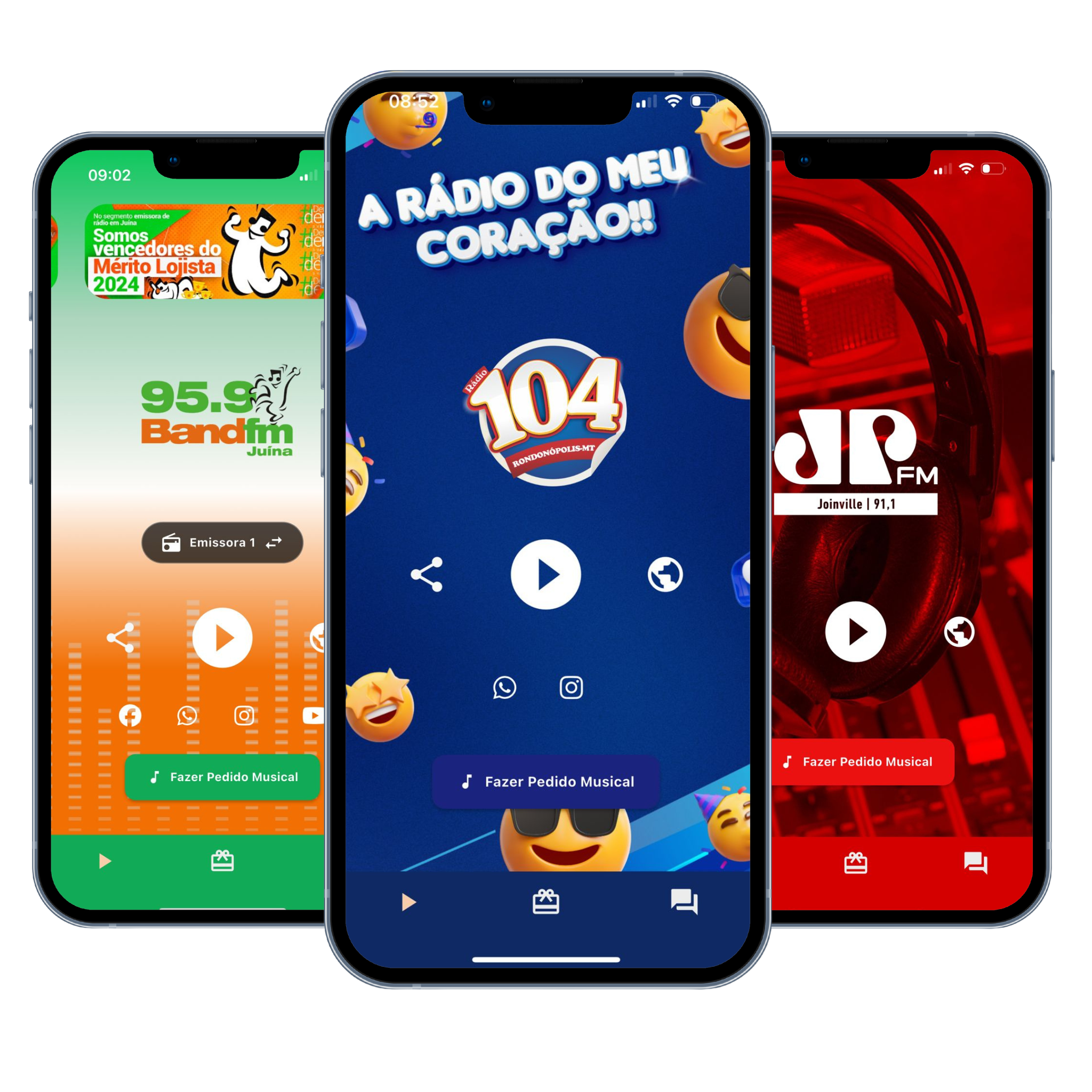 Exemplos de apps de rádio feitos pela OnPlay